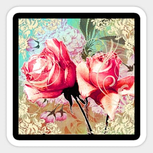 Roses and Floral with Floral Corners Sticker